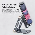 Alüminyum Katlanabilir Metal Masaüstü Telefon Tutucu Standı Gümüş-5