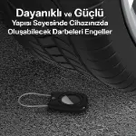 Airtag için Darbeye Karşı Dayanıklı ve Kaybolmaya Karşı Güvenli Metal Halat ile Asılabilir Kılıf (Be-3