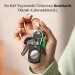 Airtag için Darbeye Karşı Dayanıklı ve Kaybolmaya Karşı Güvenli Metal Halat ile Asılabilir Kılıf (Be-4