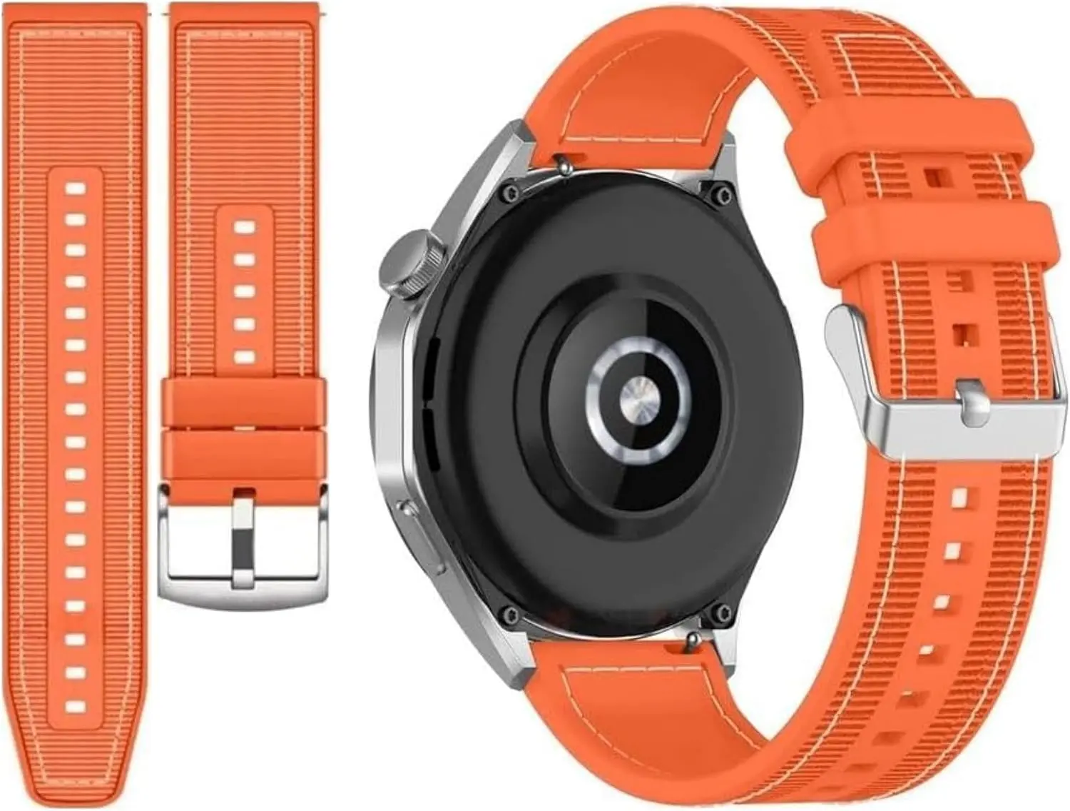 Huawei Uyumlu 22mm Dikişli Hybrid Silikon Kumaş Kordon - Huawei Watch GT6/GT6 Pro/GT5/GT5 Pro/GT4/Wa