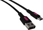 Coral USB A-C Hızlı Şarj Kablosu, Siyah Kablo, Fuşya/Siyah Uçlar (120 CM)-2