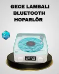 Bluetooth Hoparlörlü Gece Lambası Dijital Saat Ekranlı Su Dalgası Efektli Dekoratif-1