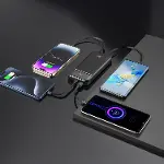10000mAh 22.5W Led Ekranlı Lightning ve Type-C Kablolu Powerbank Taşınabilir Hızlı Şarj Cihazı Siyah-4