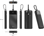10000mAh 22.5W Led Ekranlı Lightning ve Type-C Kablolu Powerbank Taşınabilir Hızlı Şarj Cihazı Siyah-5