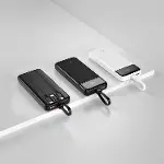 10000mAh 22.5W Led Ekranlı Lightning ve Type-C Kablolu Powerbank Taşınabilir Hızlı Şarj Cihazı Siyah-6