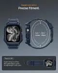 Apple Watch 46mm Seri 11/10 ile Uyumlu Kılıf & Kordon Kayış Rugged Armor Pro 2 Navy Blue - ACS10505-4