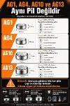 10 Adet AG1 Alkaline Düğme Pil 1.5 Volt LR621 / 364/164 Alkali Düğme Piller-1