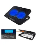 USB Girişli Laptop Soğutma Standı Çift Fan Mavi Işıklı Notebook Soğutucu-4