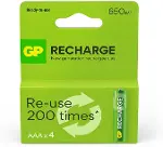 Batteries ReCharge 650 AAA İnce Kalem Ni-MH Şarjlı Pil, 1.2 Volt, 4’lü Kart EKONOMİK SERİ-1