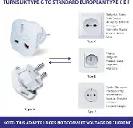 Kyrotech İngiltere’den AB’ye Seyahat Adaptörü, UK G Tip 3 Pin’den Avrupa E/F Tipi 2 Pin Priz Dönüştü-4