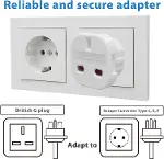 Kyrotech İngiltere’den AB’ye Seyahat Adaptörü, UK G Tip 3 Pin’den Avrupa E/F Tipi 2 Pin Priz Dönüştü-5