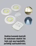 Çok Amaçlı Kullanım İçin Kablosuz Yapışkanlı 3 Lü Uzaktan Kumandalı Led Spot Lamba-3