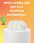 Çok Amaçlı Kullanım İçin Kablosuz Yapışkanlı 3 Lü Uzaktan Kumandalı Led Spot Lamba-1