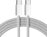 Örgülü Type-C Şarj Kablosu iPhone 15/16/17 Serisi Tüm Modellere Uyumlu Type-C to Type-C Örme Şarj Ka-1