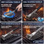 Paslanmaz Çelik Izgara Mangal Temizleme Fırçası | Kazıyıcılı, 360º Kapsamlı, 3 Başlı, Ergonomik Tuta-3