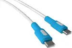 Coral Type C-C Power Delivery Hızlı Şarj Kablosu, Beyaz Kablo, Beyaz/Mavi Uçlar (150 CM)-3