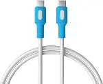 Coral Type C-C Power Delivery Hızlı Şarj Kablosu, Beyaz Kablo, Beyaz/Mavi Uçlar (150 CM)-1
