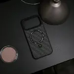 [CARBONHOLDER] iPhone 17 ile uyumlu Standlı Manyetik Özellikli Premium Carbon Yüzey Telefon Kılıfı-4