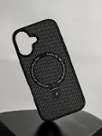 [CARBONHOLDER] iPhone 17 ile uyumlu Standlı Manyetik Özellikli Premium Carbon Yüzey Telefon Kılıfı-1