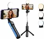 Yolans G4 LED Işıklı Selfie Çubuğu Tripod, 113 cm Uzayabilen Bluetooth Kumandalı Selfie Stick, 3 Işı-1