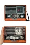 Saatli Fenerli Bluetooth Nostaljik Radyo AUX SD USB Girişli Bluetooth Hoparlör-5