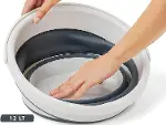 12 Litre Katlanabilir Kova – Akordiyon Tasarımlı Katlanır Temizlik ve Araç Yıkama Kovası, Gri Renk,-6
