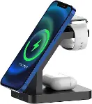 BUFF BL34 3 in 1 Magsafe Uyumlu 15W Telefon, Kulaklık, Apple Watch Uyumlu Masaüstü Stand Kablosuz Şa-1