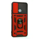 Realme C11 2021 Kılıf Pars Lens Yüzüklü Silikon - Kırmızı-3