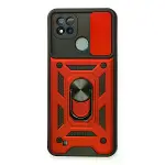 Realme C11 2021 Kılıf Pars Lens Yüzüklü Silikon - Kırmızı-1