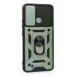 Realme C11 2021 Kılıf Pars Lens Yüzüklü Silikon - Yeşil-3