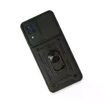 Samsung Galaxy A22 Kılıf Pars Lens Yüzüklü Silikon - Siyah-3
