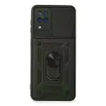 Samsung Galaxy A22 Kılıf Pars Lens Yüzüklü Silikon - Siyah-1
