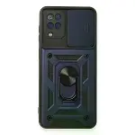Samsung Galaxy A22 Kılıf Pars Lens Yüzüklü Silikon - Lacivert-1