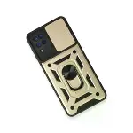 Samsung Galaxy A22 Kılıf Pars Lens Yüzüklü Silikon - Gold-3