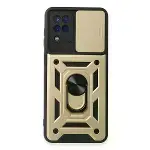 Samsung Galaxy A22 Kılıf Pars Lens Yüzüklü Silikon - Gold-1