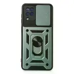 Samsung Galaxy A22 Kılıf Pars Lens Yüzüklü Silikon - Yeşil-1