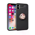 İphone Xs Max Kılıf Range Yüzüklü Silikon - Siyah-gold-1