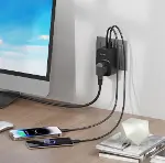 Akım Korumalı Priz 1x Priz, 2x Type-C, 1x USB Port Çıkışlı Tekli (Siyah)-3