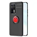 Huawei P40 Kılıf Range Yüzüklü Silikon - Siyah-kırmızı-1