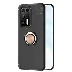 Huawei P40 Kılıf Range Yüzüklü Silikon - Siyah-gold-1