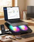 Çift Fanlı Laptop Soğutucu RGB Işıklı Sessiz Notebook Standı-1