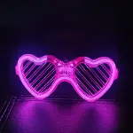 Pembe LED Işıklı Kalp Gözlük – 3 Modlu Parti - Glow Gözlüğü-3