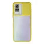 Vivo Y53s Kılıf Palm Buzlu Kamera Sürgülü Silikon - Sarı-1
