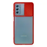 Samsung Galaxy M52 5g Kılıf Palm Buzlu Kamera Sürgülü Silikon - Kırmızı-1