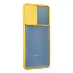 Samsung Galaxy M52 5g Kılıf Palm Buzlu Kamera Sürgülü Silikon - Sarı-2