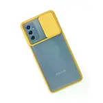 Samsung Galaxy M52 5g Kılıf Palm Buzlu Kamera Sürgülü Silikon - Sarı-3