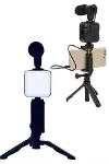 Telefon Tutucu Led Işıklı Kumandalı Mikrofon Telefon Vlog Video Kayıt-5