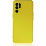 Oppo Reno 6 Kılıf Nano İçi Kadife Silikon - Sarı1-1