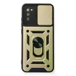Samsung Galaxy A03s Kılıf Pars Lens Yüzüklü Silikon - Gold-1