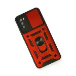 Samsung Galaxy A03s Kılıf Pars Lens Yüzüklü Silikon - Kırmızı-3